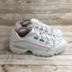 Fila Women's White and Pink Athletic Shoes